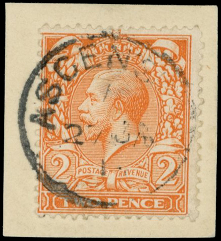 1912-22 2d orange tied to paper piece by...