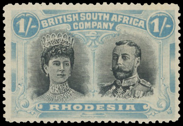 † 1/- black and bright turquoise-blue RSC H, position 28 mint