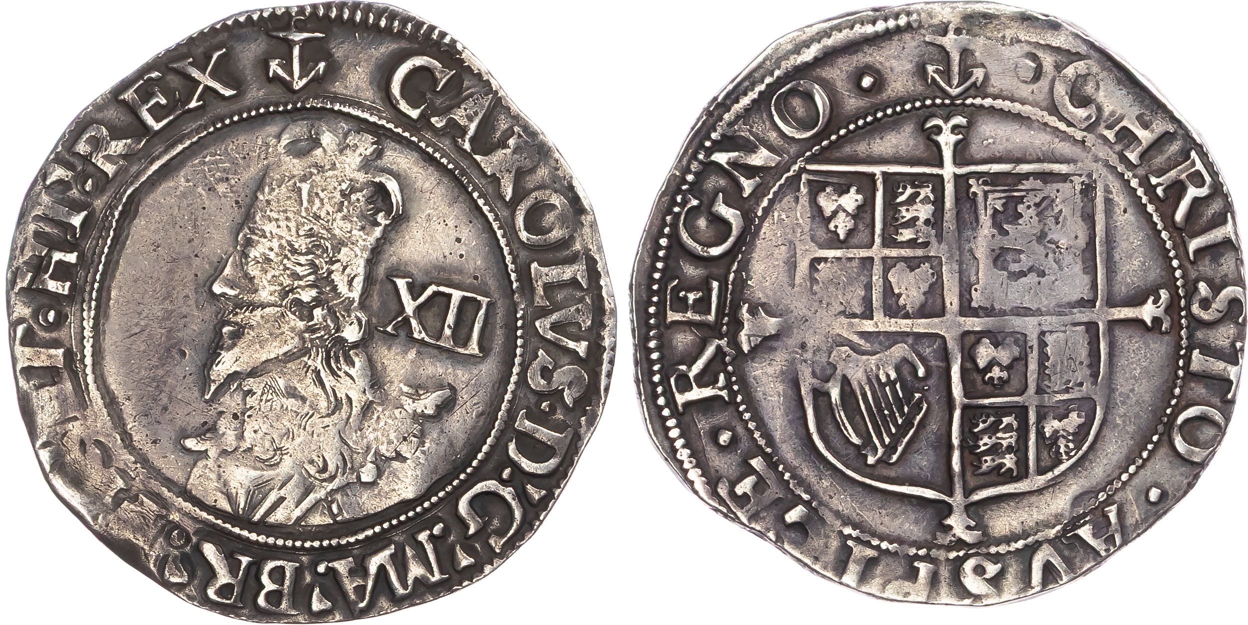 Charles I (1625-1649), AR Shilling 6.19gm., mm: Anchor: 1638-39, Tower mint, Gp. F, type 4.3.