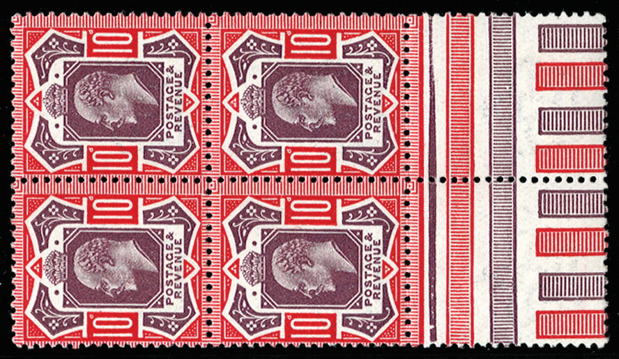 GB SG310 1911 10d Dull reddish purp. & aniline pk . U/M X 4