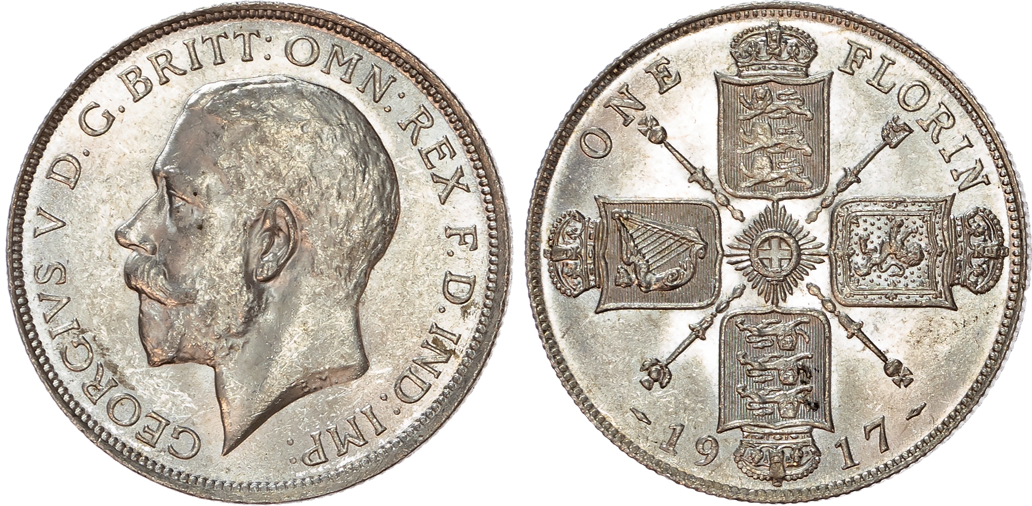 George V (1910-1936) Florin, 1917.