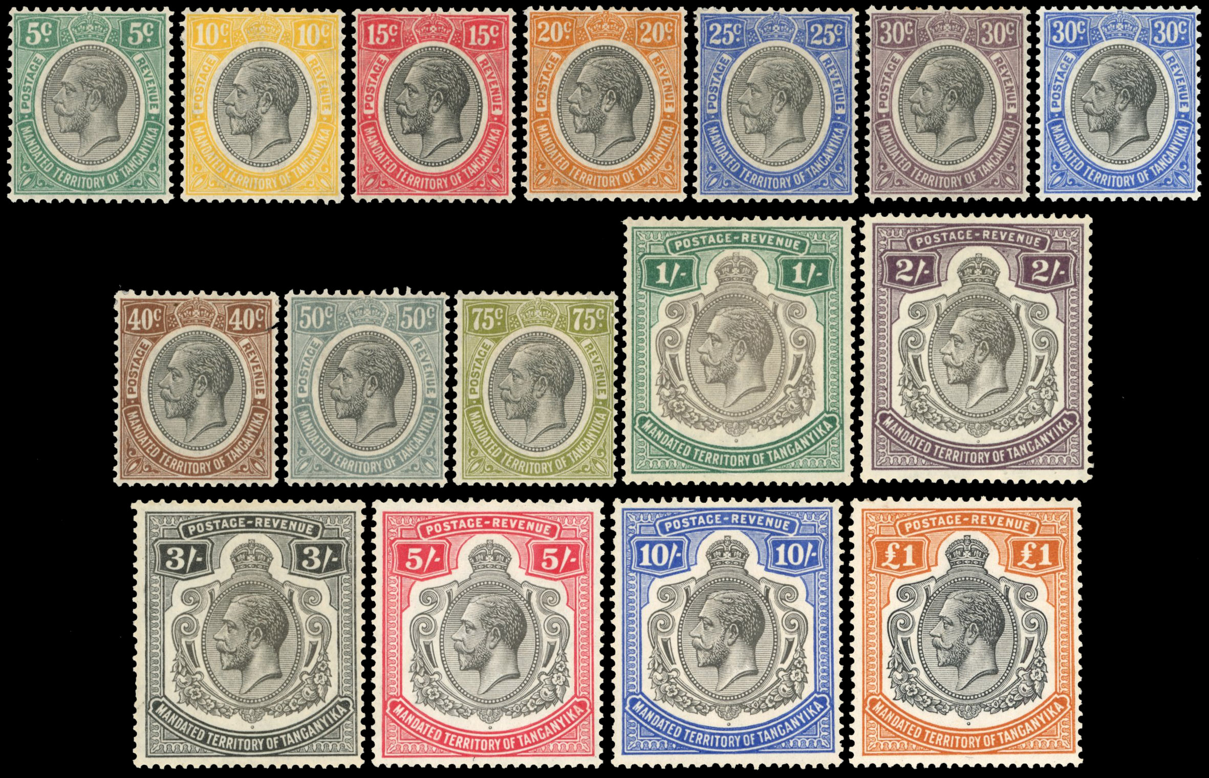 Tanganyika SG 93-106 1927-31 set mint