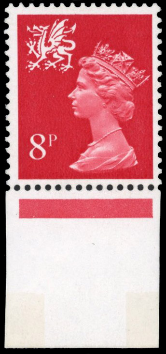 GB SG W25y 1974 Wales 8p rosine phosphor omitted mint