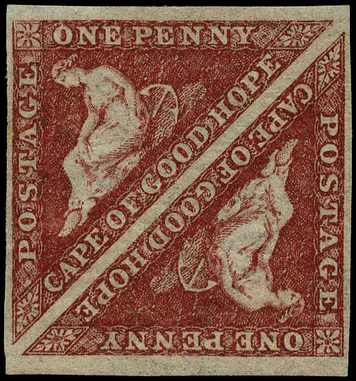 1864 1d brownish red cut-square mint pair,...