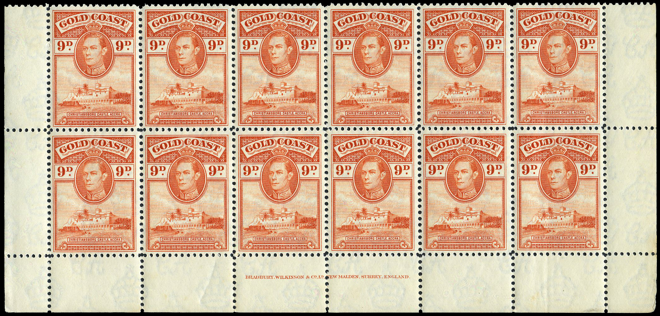 1938 9d orange line perf 12, unmounted...