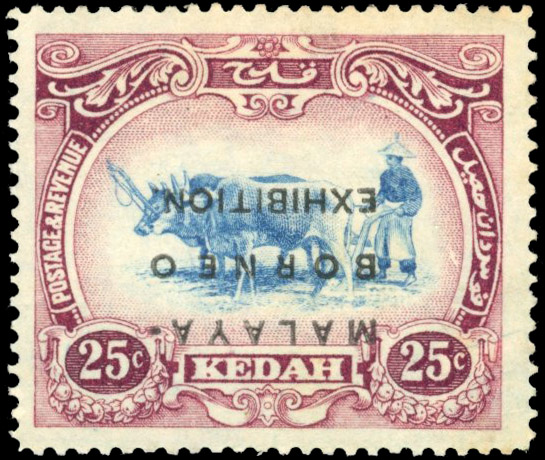 Malaya Kedah SG 43a 1922 MBE 25c error overprint inverted mint