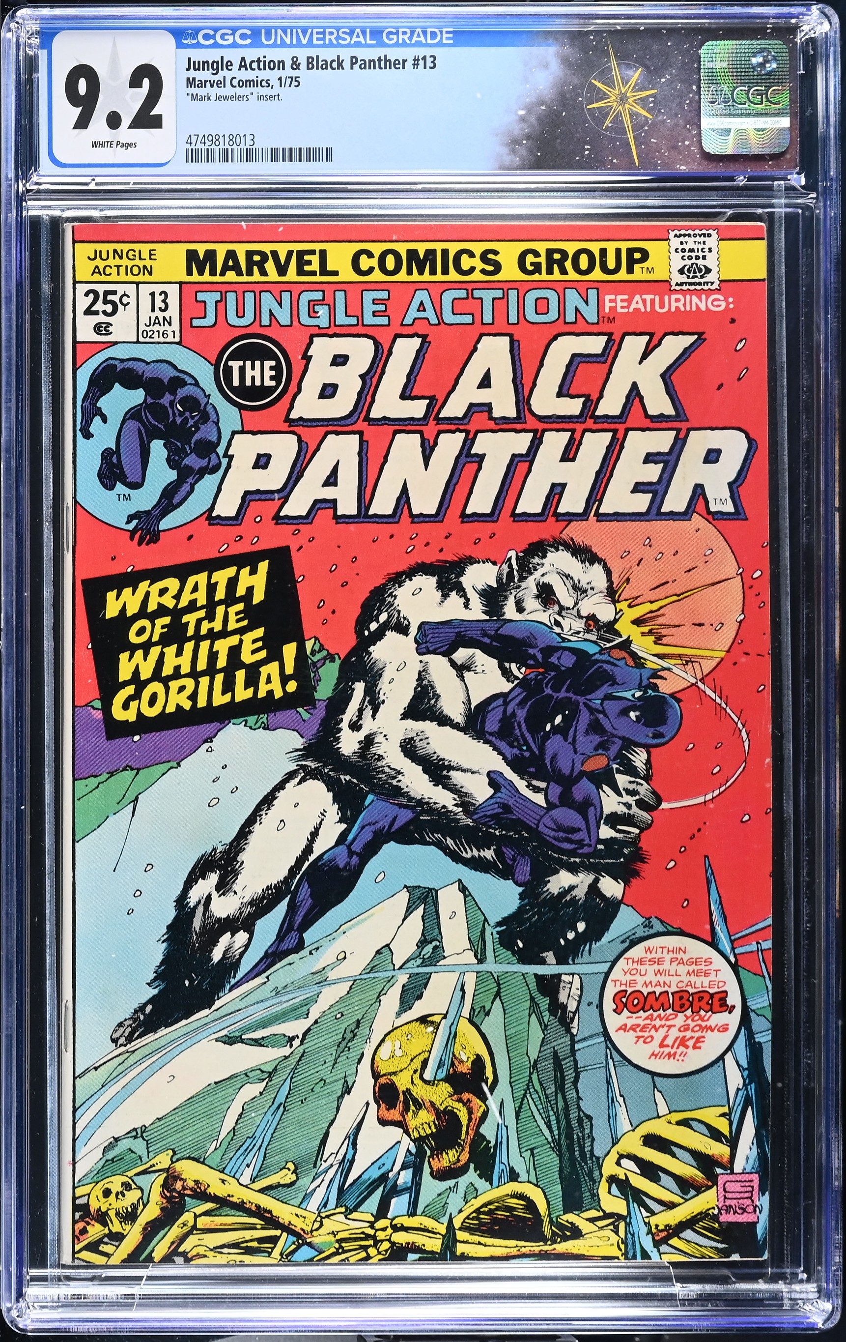 Jungle Action & Black Panther #13 CGC 9.2 "Mark Jewelers" Inset (Marvel Comics, 1975) White Pages