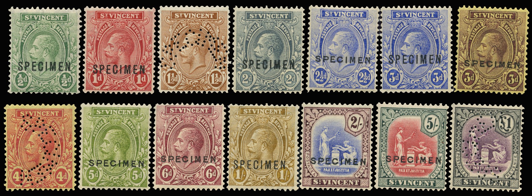 1921-32 Script wmk set of 14 to £1,...
