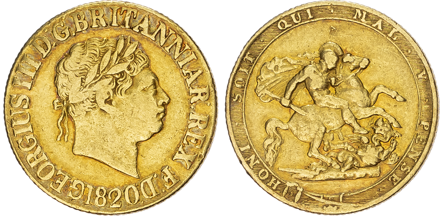 George III (1760‑1820), Sovereign, 1820, open 2, high 8.