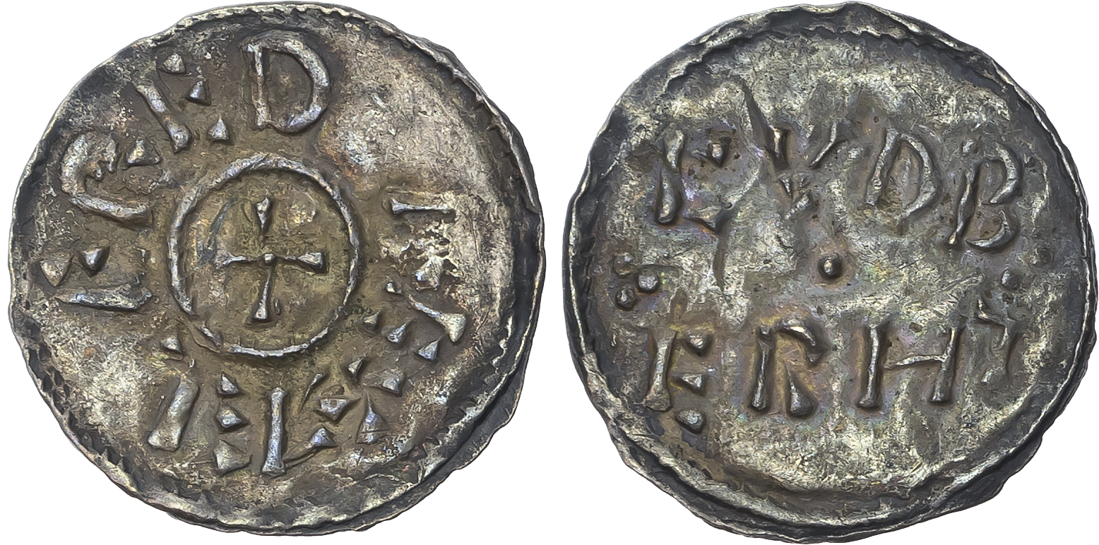 Wessex , Alfred the Great (871-899) AR Penny, 3rd Coinage (880-899). Two-Line ‘Guthrum’ type, Mercian dies, moneyer Cuth…