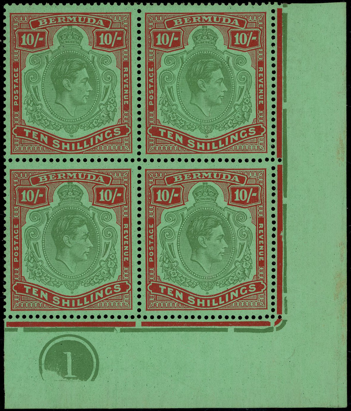 Bermuda SG 119c, ce Plate block mint