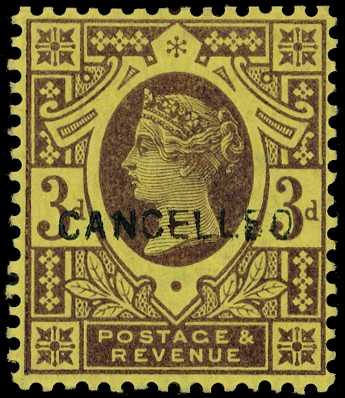 1887 3d deep purple on yellow paper, large...