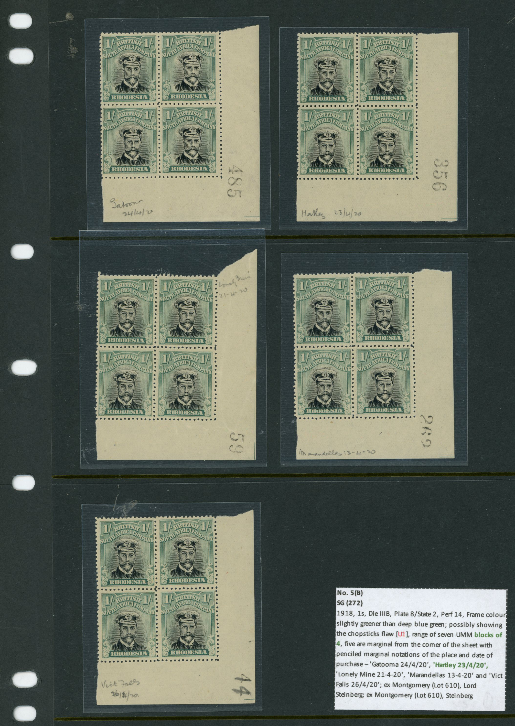 1918-21 1/- Head Die IIIB, perf 14, toned...