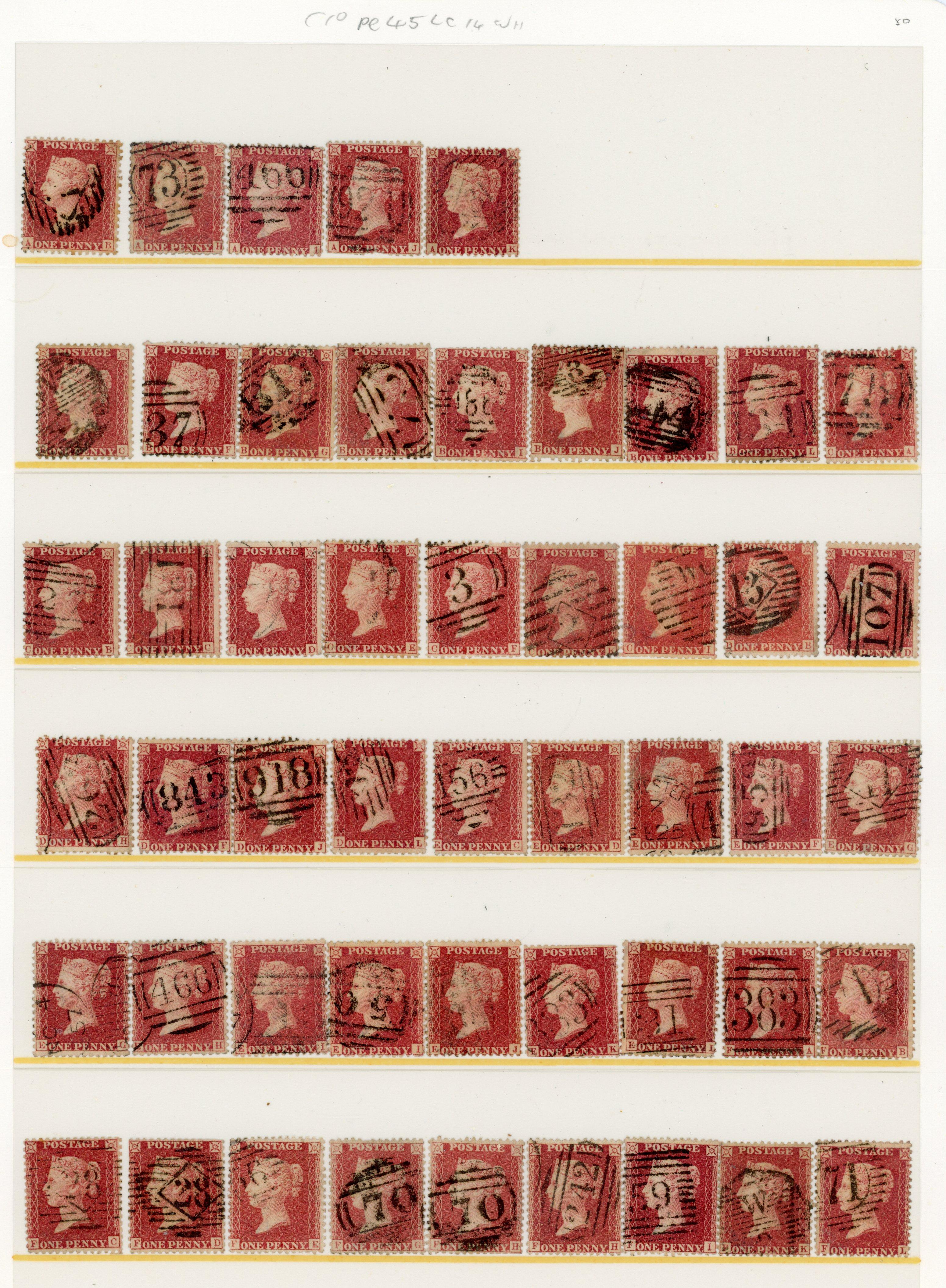 GB 1855 1d rose-red Plate 45 partial reconstruction used