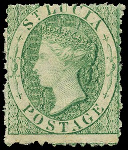 1863 (6d) emerald-green, wmk CC, large part o.g....