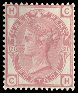 Great Britain 1881 3d Rose Pl.21. Very fine and fresh unmounted o.g. example lettered CH.…