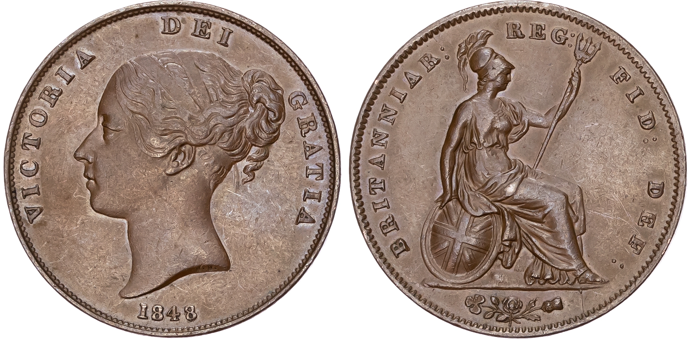 Victoria (1837-1901), Penny, 1848 over 7