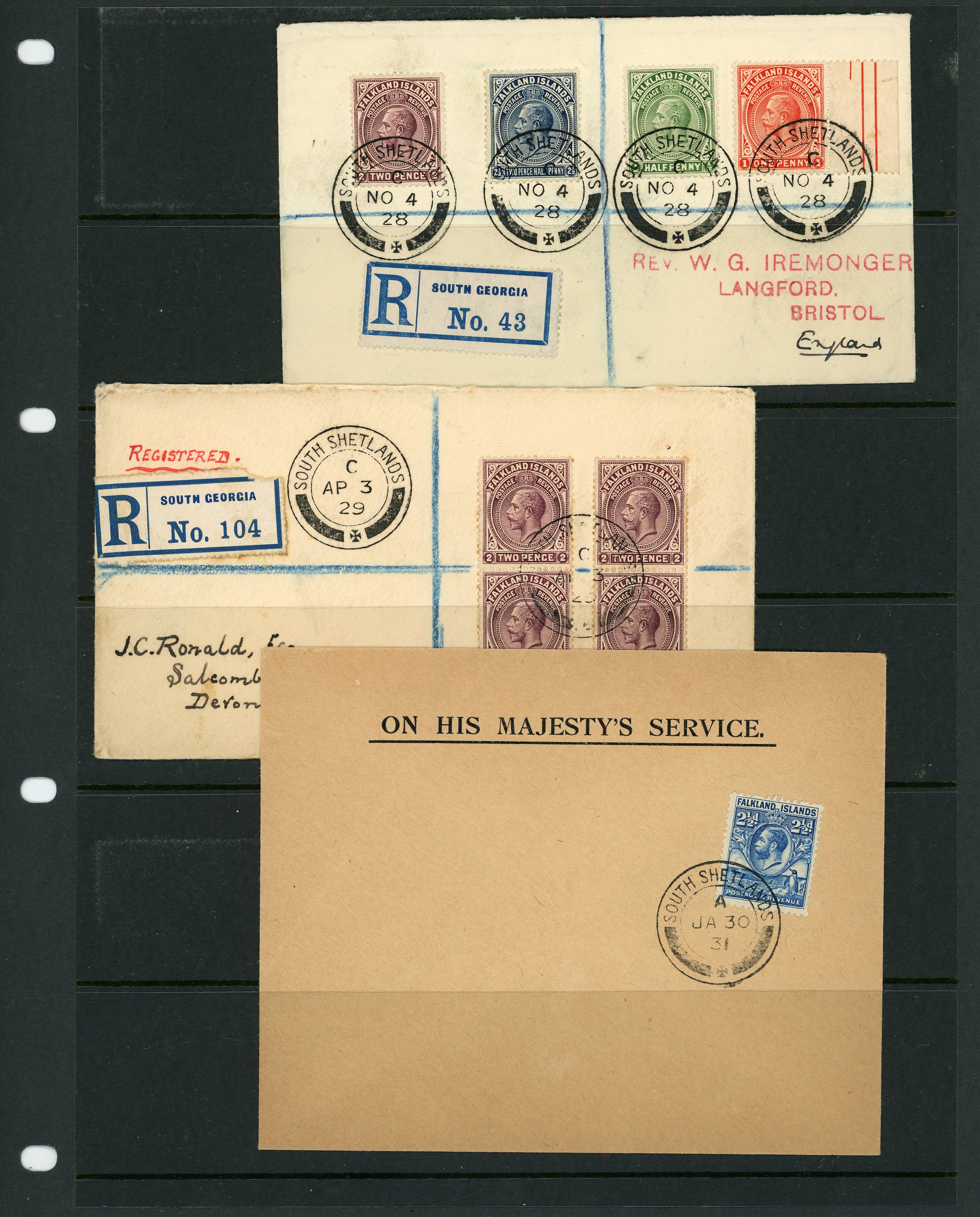South Shetlands: three covers, including KGV...