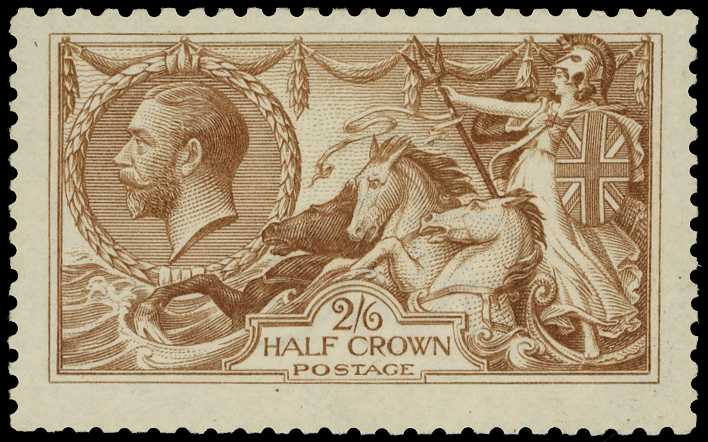 1915 De La Rue 2/6d cinnamon-brown,...
