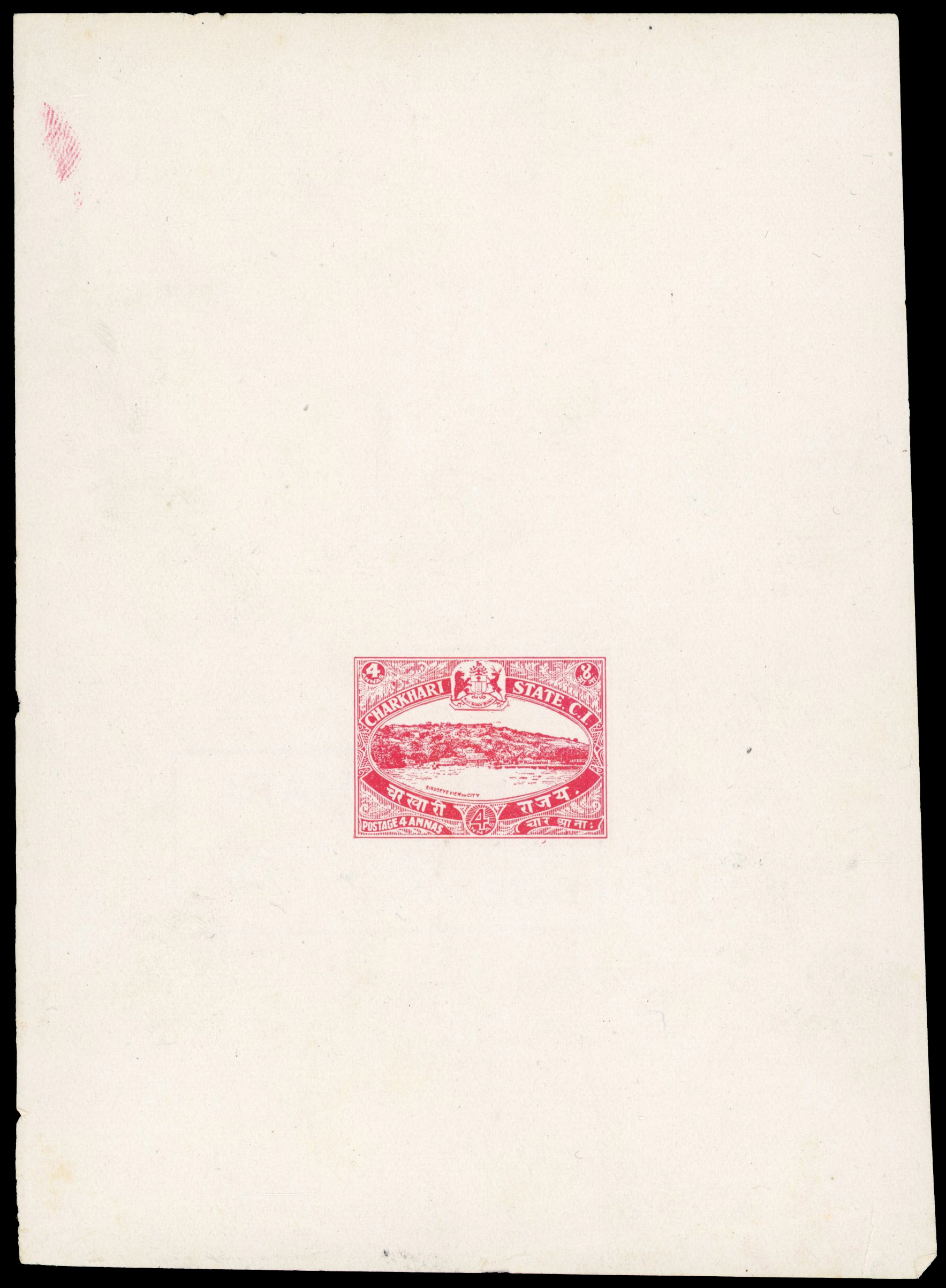 I.F.S Charkhari SG 48var 4a die proof in rose