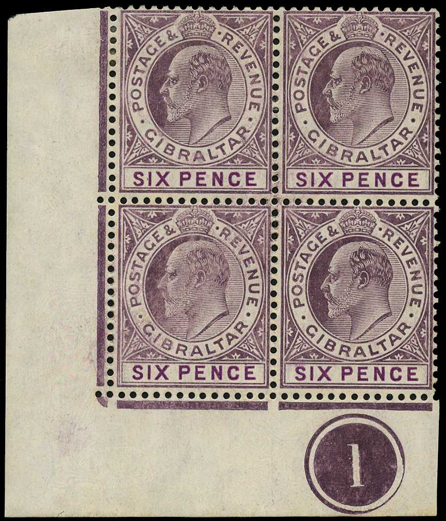 1911 6d dull and bright purple lower left...