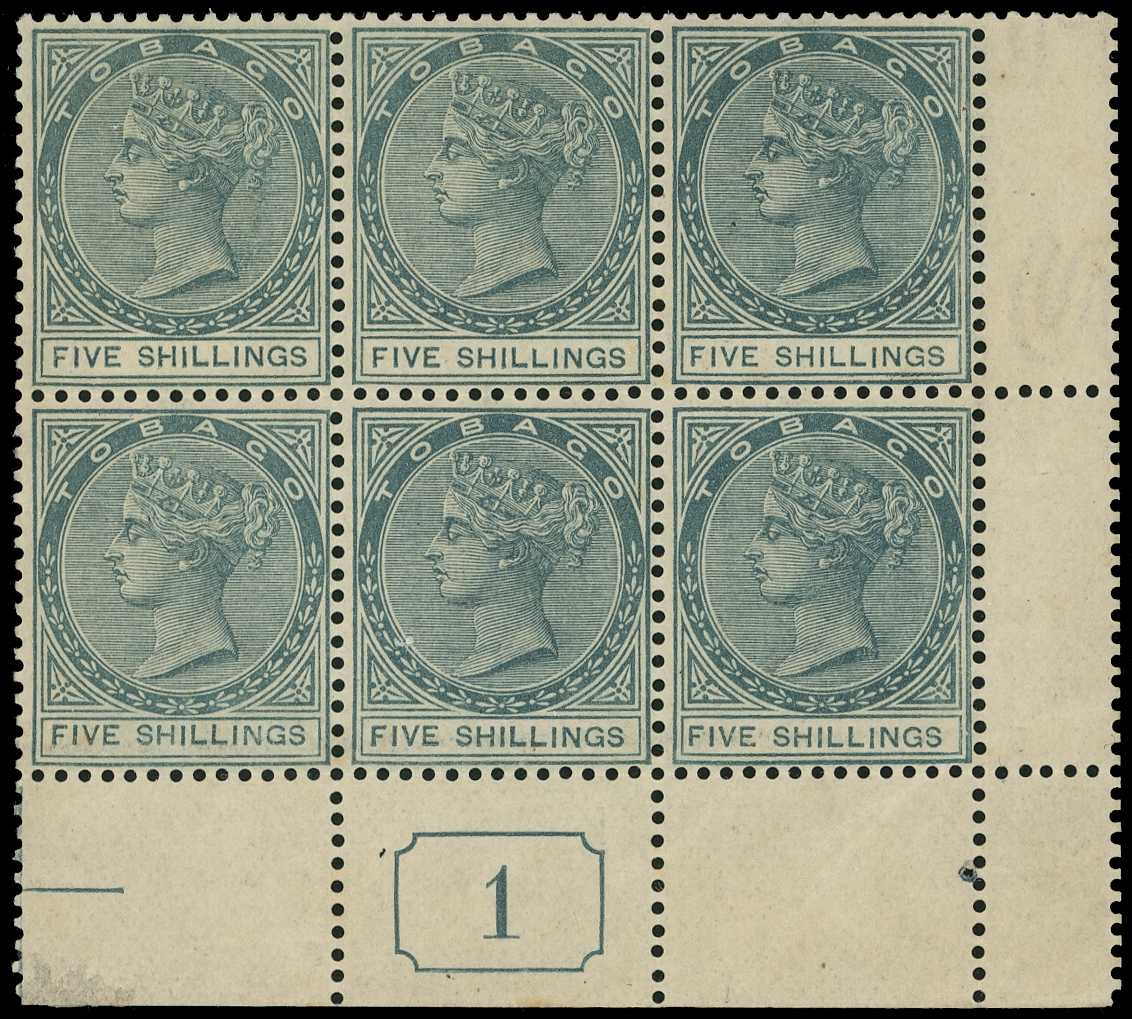 1884 5s slate, wmk CA, left pane, lower...