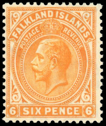 Falkland Islands SG 78w 1925 6d inverted watermark mint