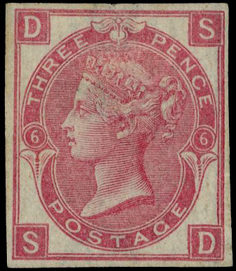 1870 3d Rose Pl.6. Very fine unused o.g. imperforate example lettered SD, some minor tones nevertheless of fine appearan…