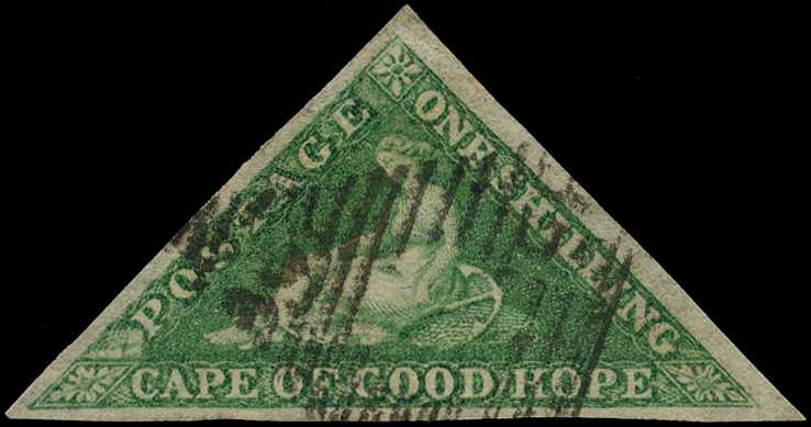 1863-4 1/- bright emerald-green, fine used...