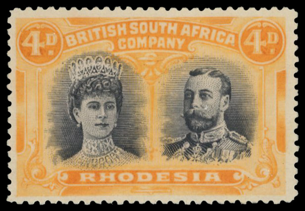 4d grey-black and pale yellow-orange SG 140 variant, position 24 mint