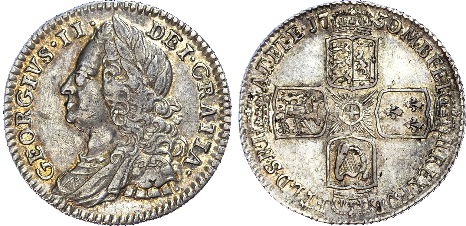George II (1727-60), Sixpence, 1750.