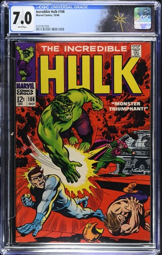 Incredible Hulk #108 CGC 7.0 "Monster Triumphant!" (Marvel Comics, 1968) White pages
