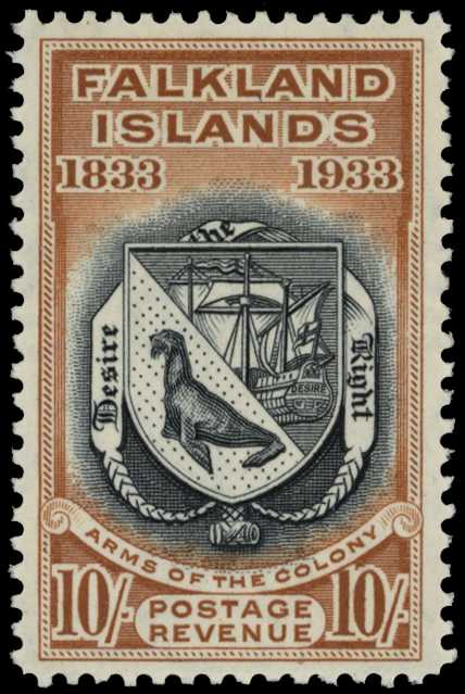 1933 10s black and chestnut Centenary, fresh...