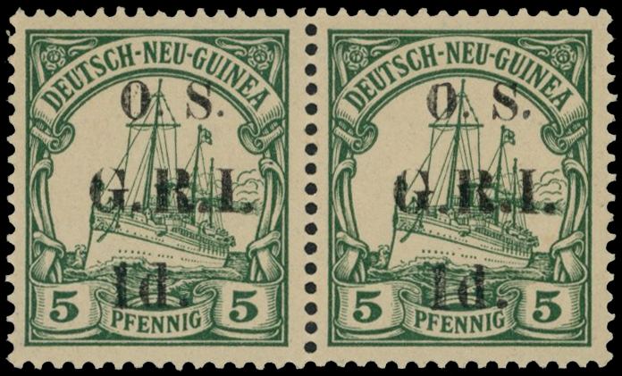 1915 1d on 5pfg green Official, horizontal...