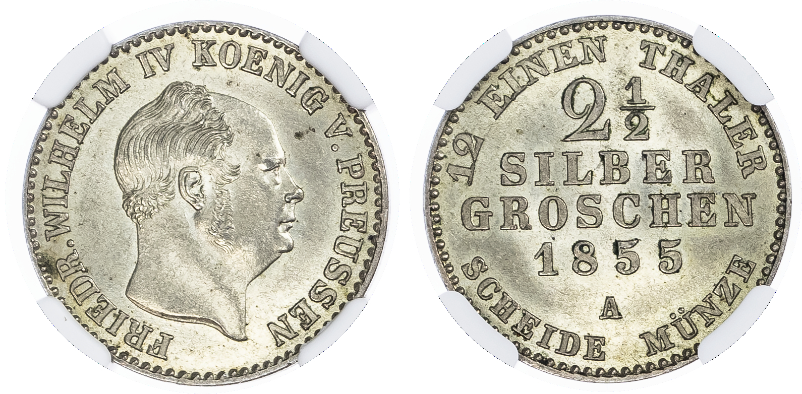 Germany, States, Prussia. Frederick William IV AR 2.5 Silber Groschen. 1855A. 