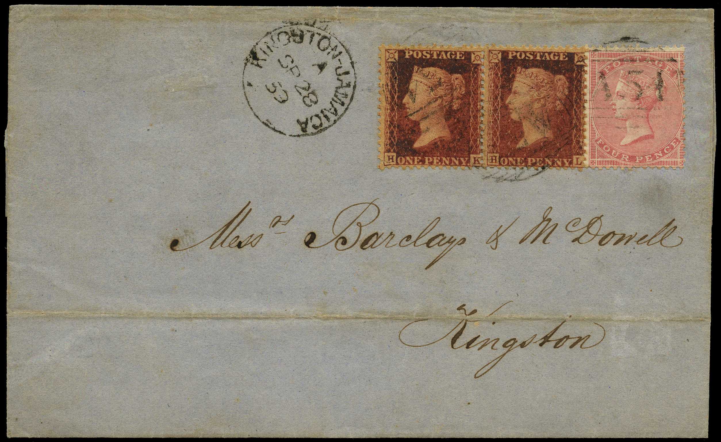 GB USED ABROAD: 1859 May Hill “A54” numeral on...
