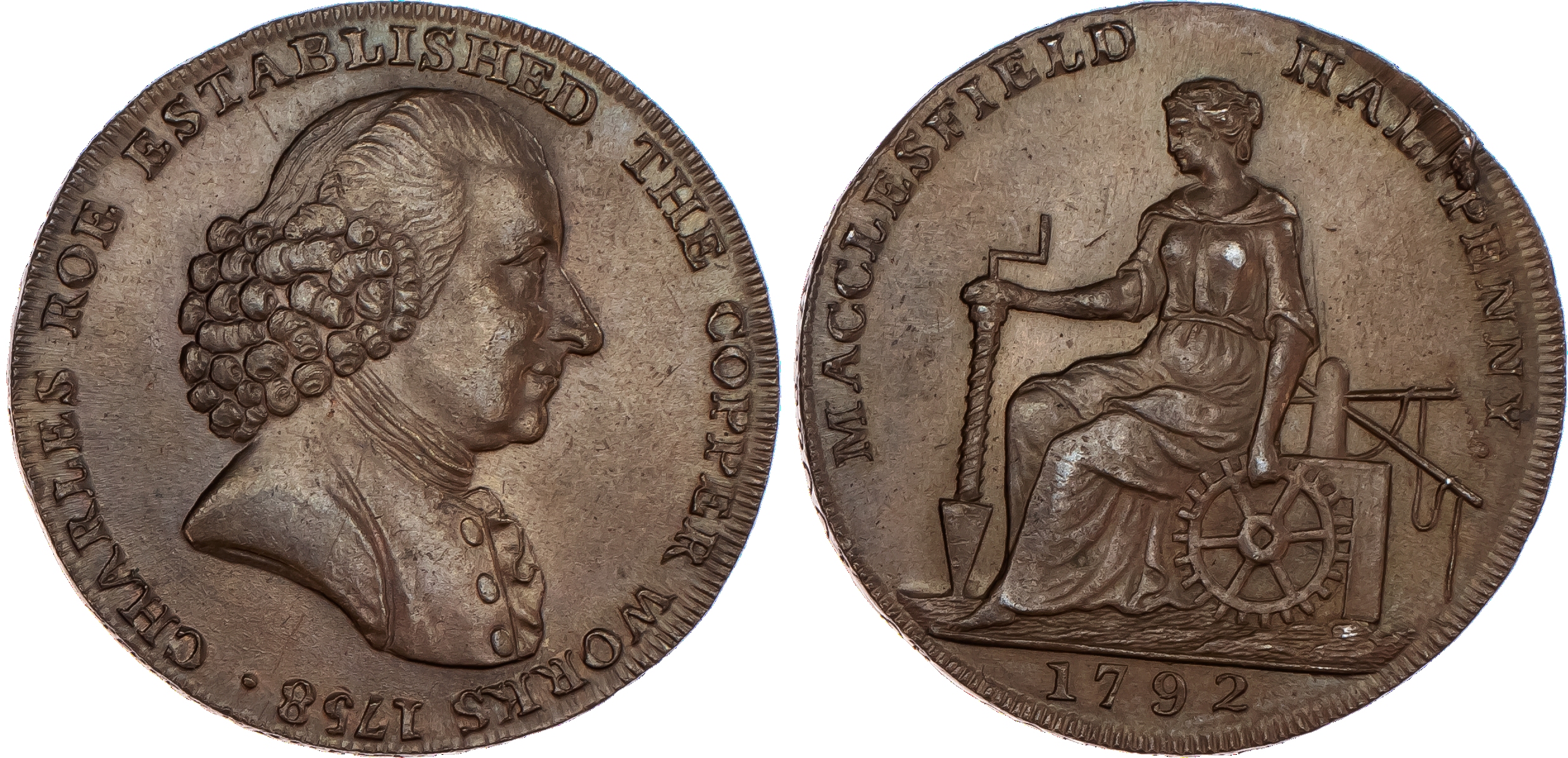 Macclesfield, Roe & Co. Halfpenny 1792....