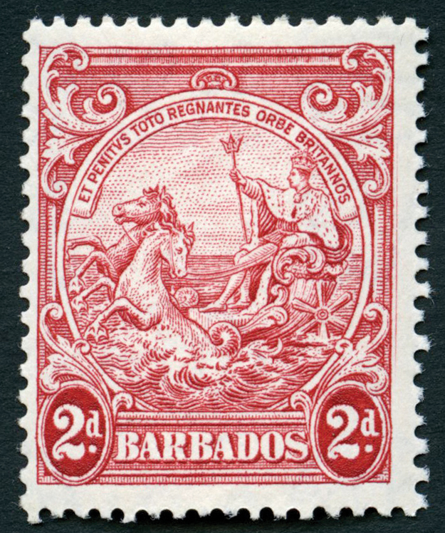 1943 2d carmine perf 13½ x 13 u/m, R11/9 extra frameline. SG 250da, cat...