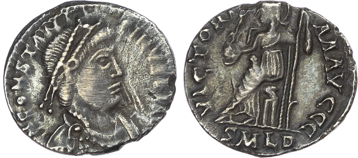 Constantine III (AD 407-411) AR Siliqua, Lugdunum, AD 408-409, 1.61g.
