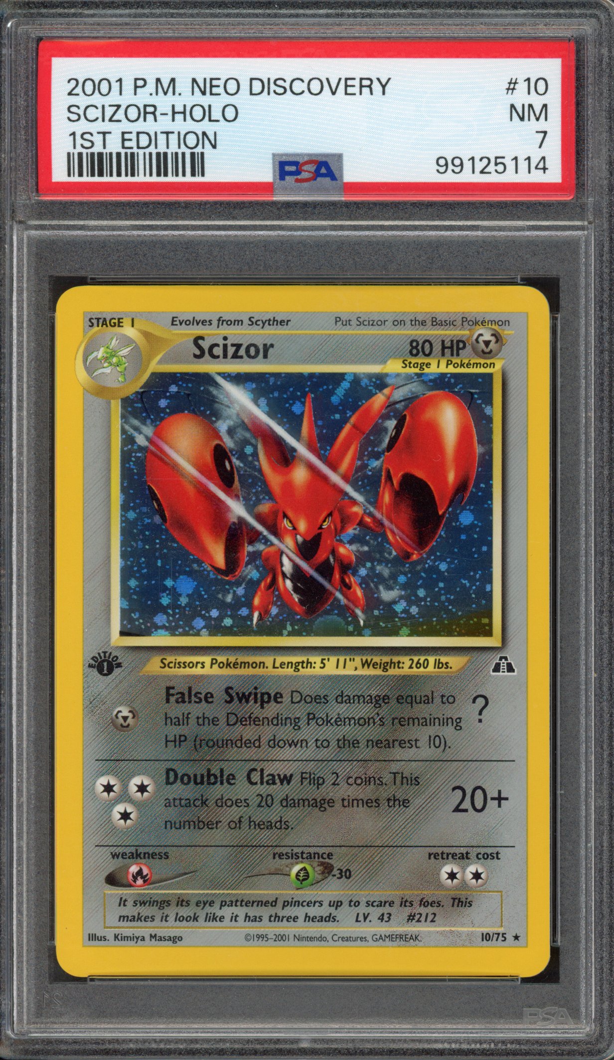 PSA 7 1st Edition Scizor Holo - Neo Discovery #10