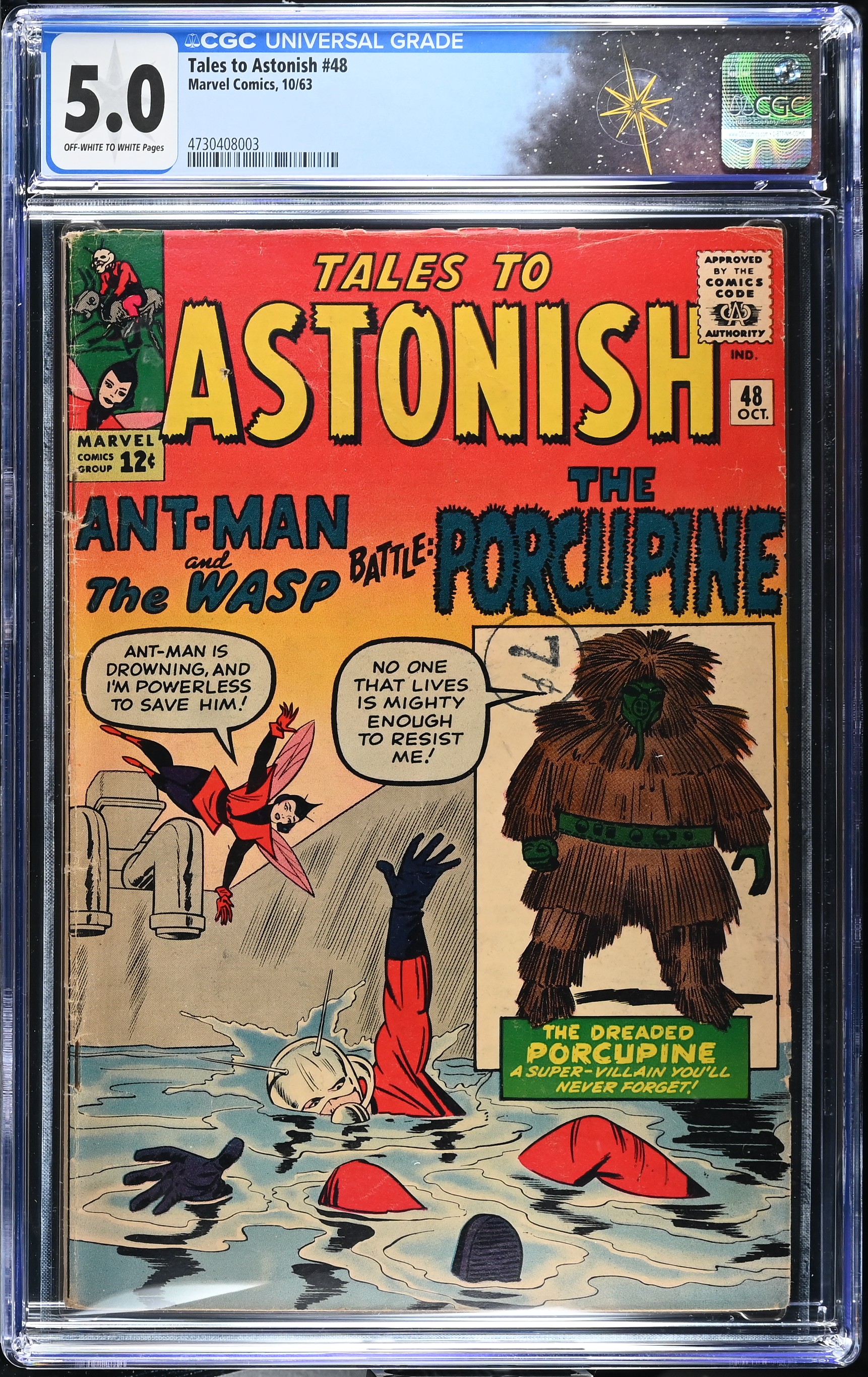 Tales to Astonish #48 CGC 5.0 Origin and 1st Appearance of the Porcupine (Marvel Comics, 1963) Off-White to White Pages
