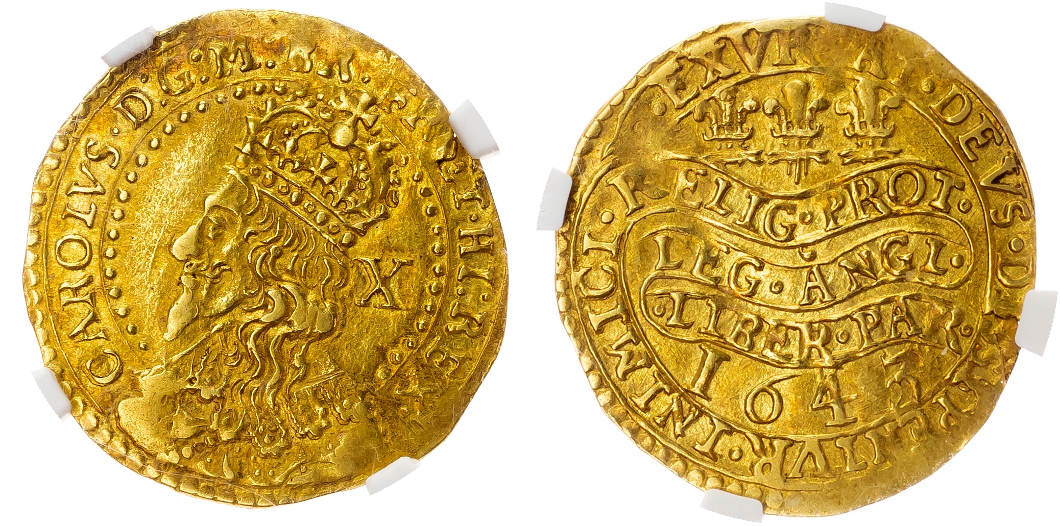 Charles I (1625-49), Oxford, 'Declaration' Half-Unite, 1643 - NGC AU58+ The Finest Certified