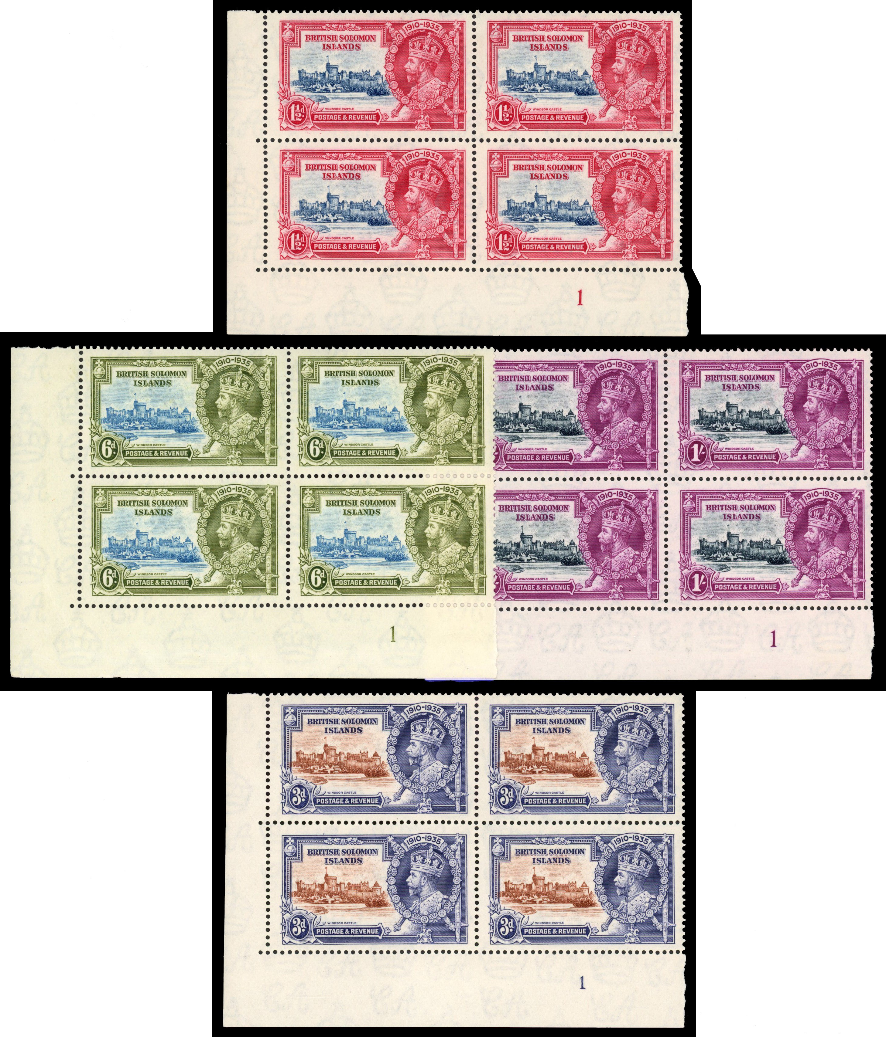 British Solomon Islands 1935 SJ blocks of 4