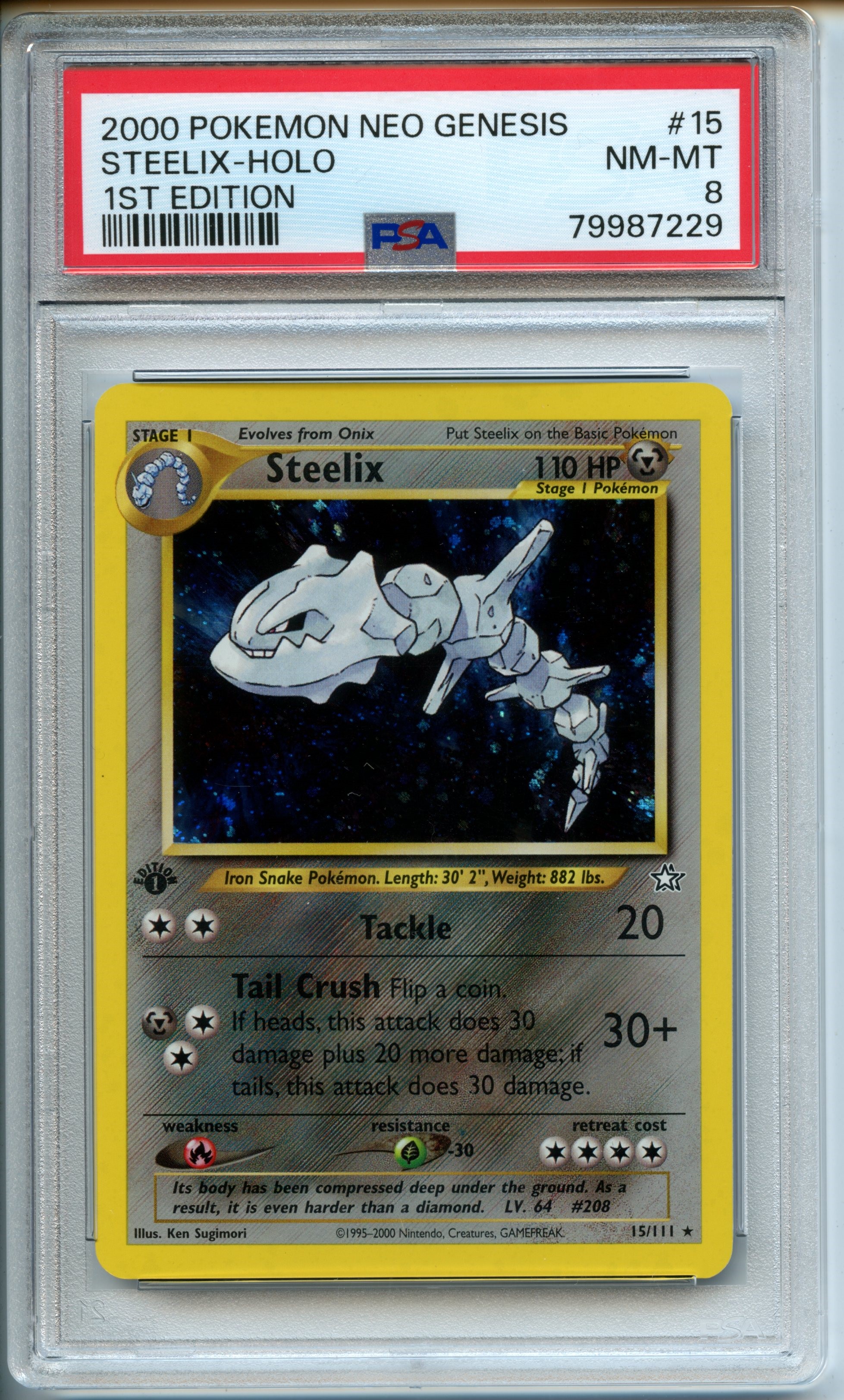 Pokemon TCG - Steelix HOLO - 1st Edition Neo Genesis - PSA 8