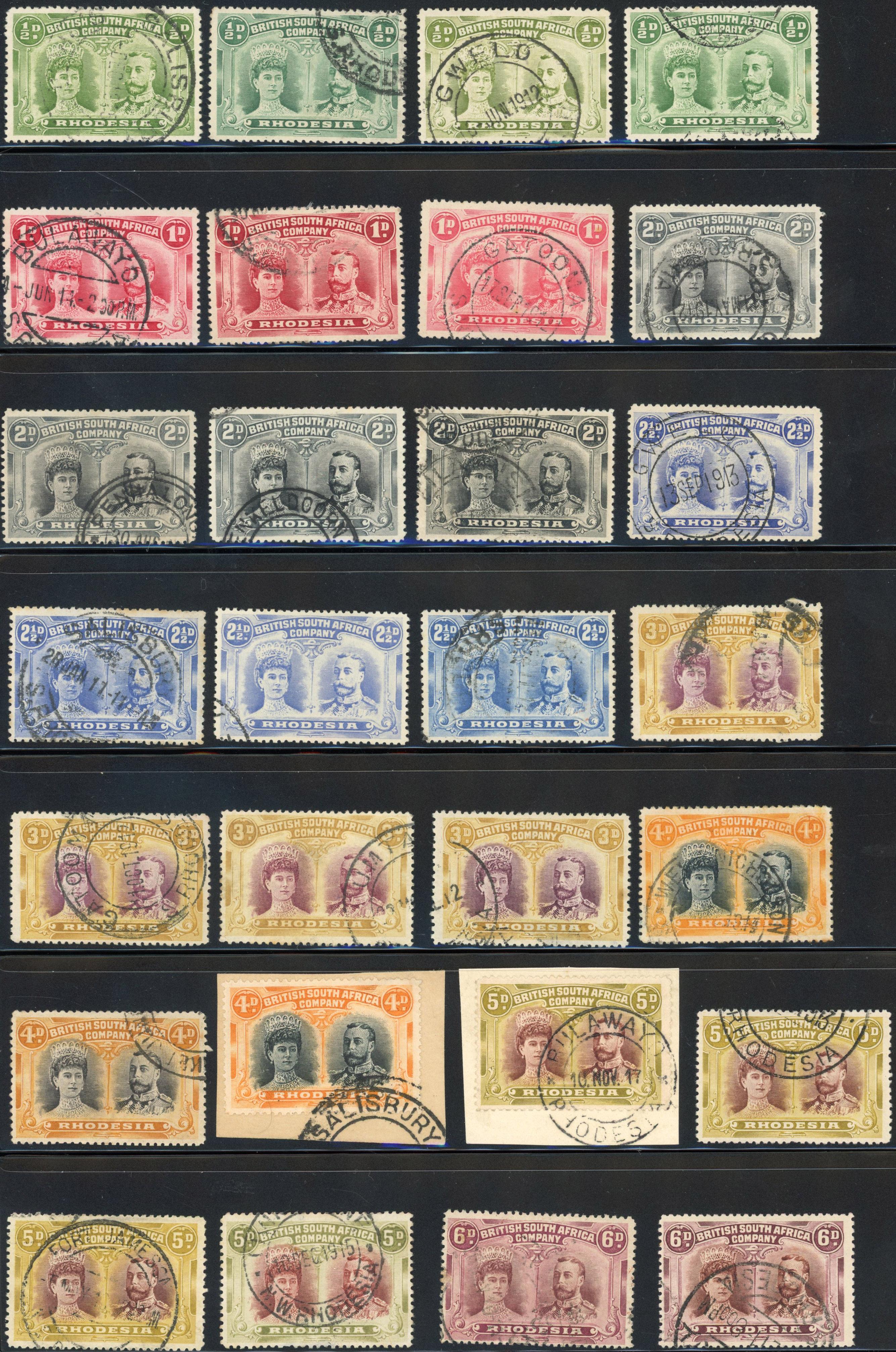 Rhodesia 1910 Double Heads perf 14 used