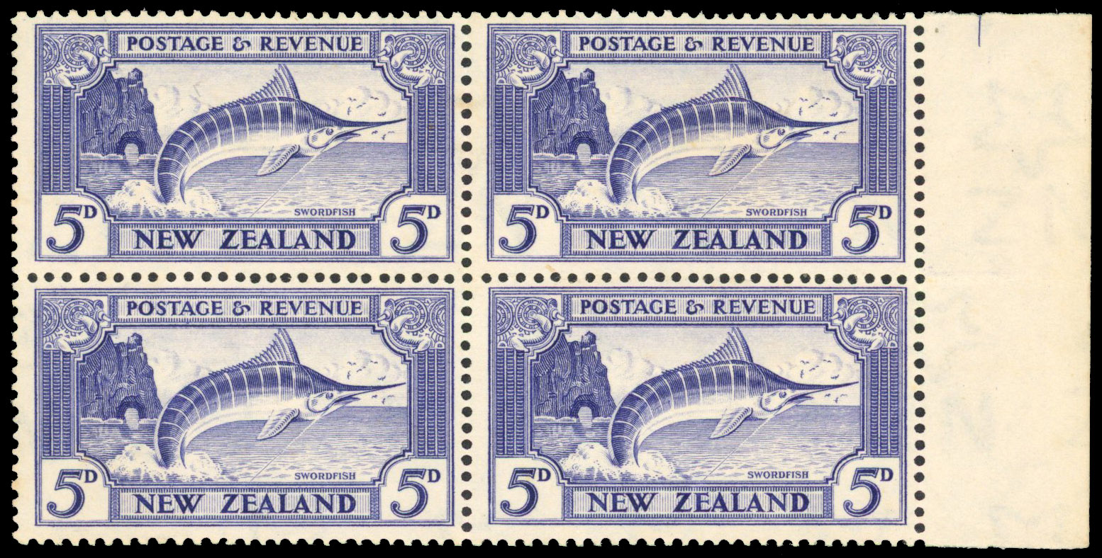 NZ SG 584aw 1936 5d block inverted watermark block mint