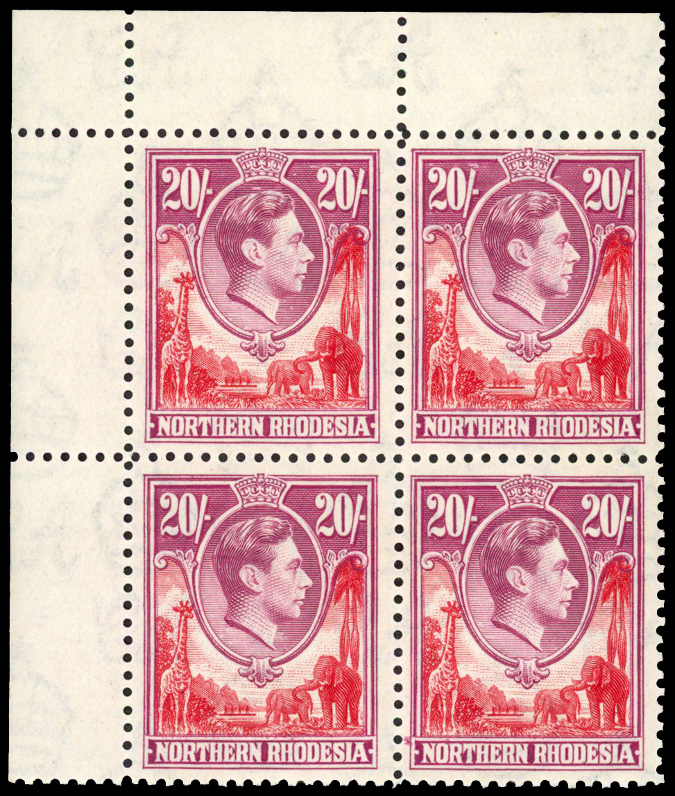 Northern Rhodesia SG 45 var block mint