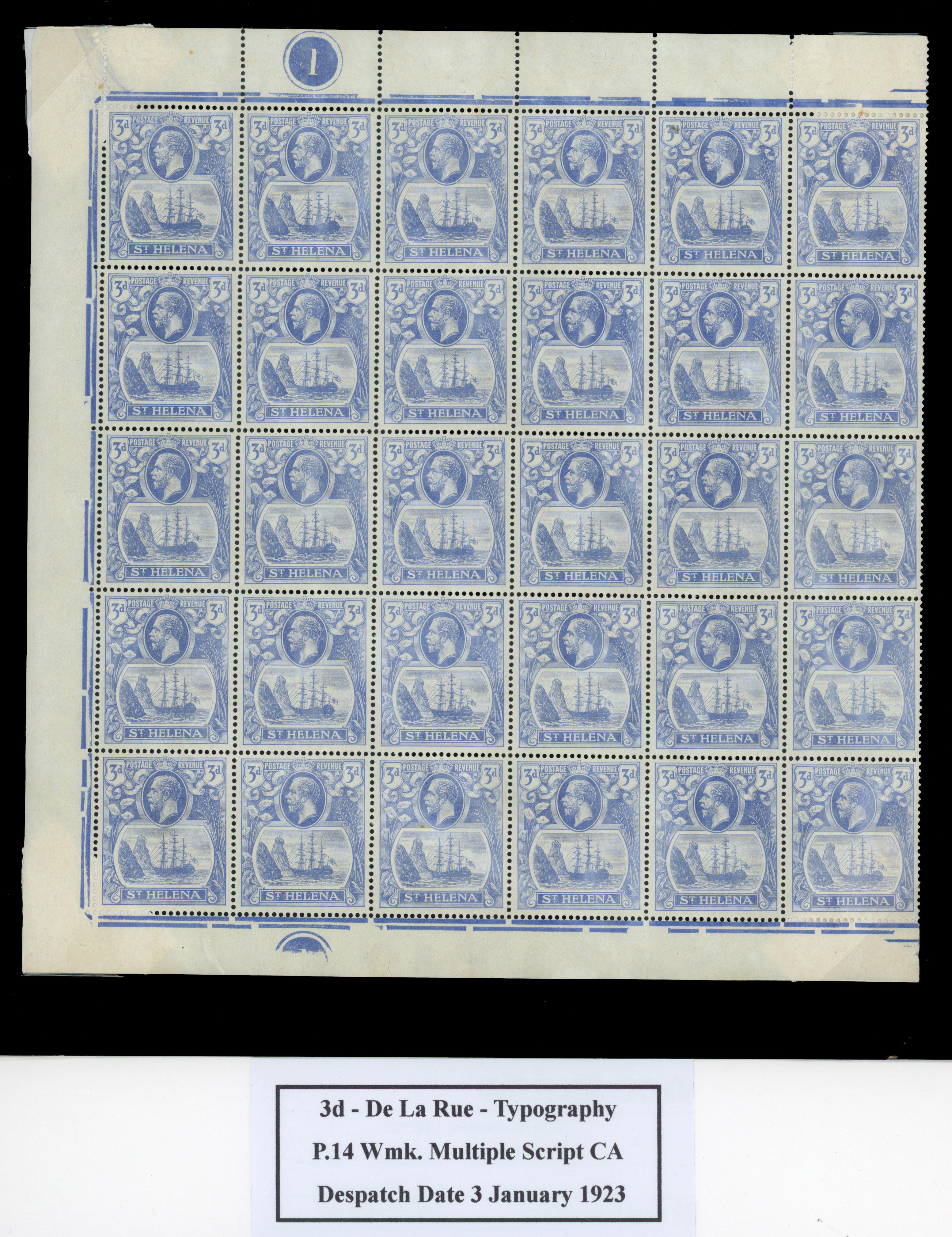 St Helena SG 101, a-c block mint