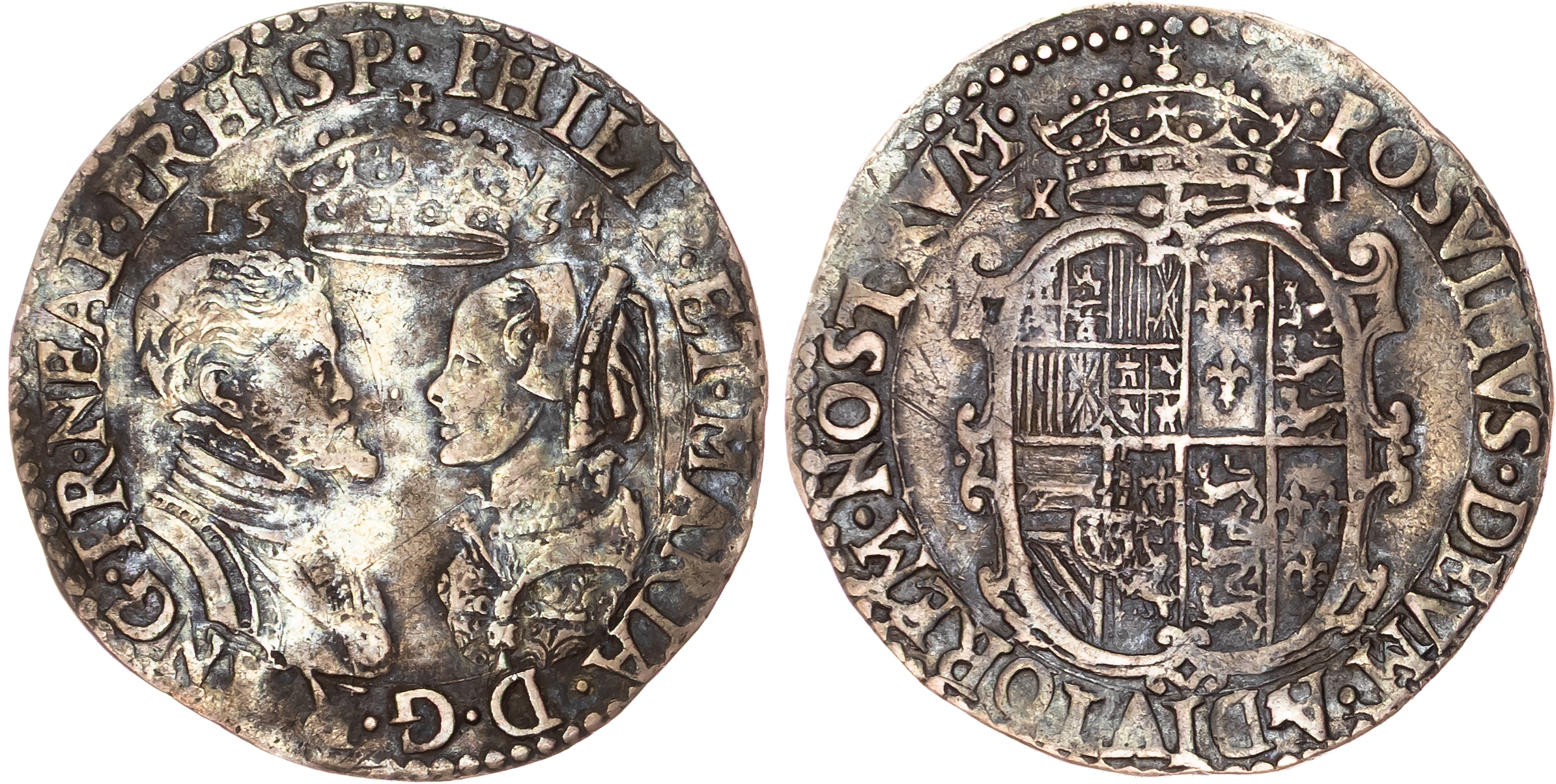 Philip and Mary (1554-1558) Shilling, 1554, Tower mint.