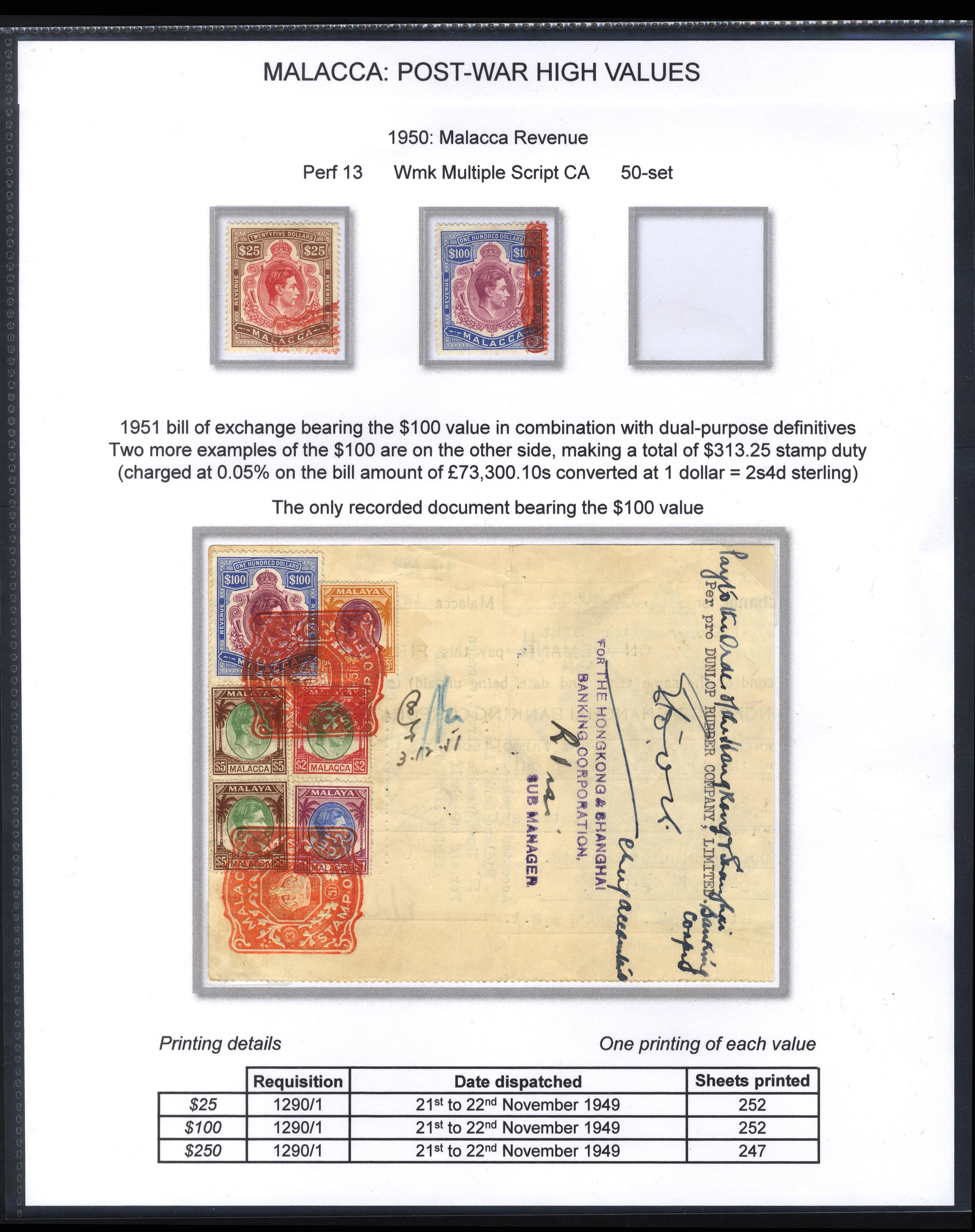 Malacca Revenue 1950-88 collection